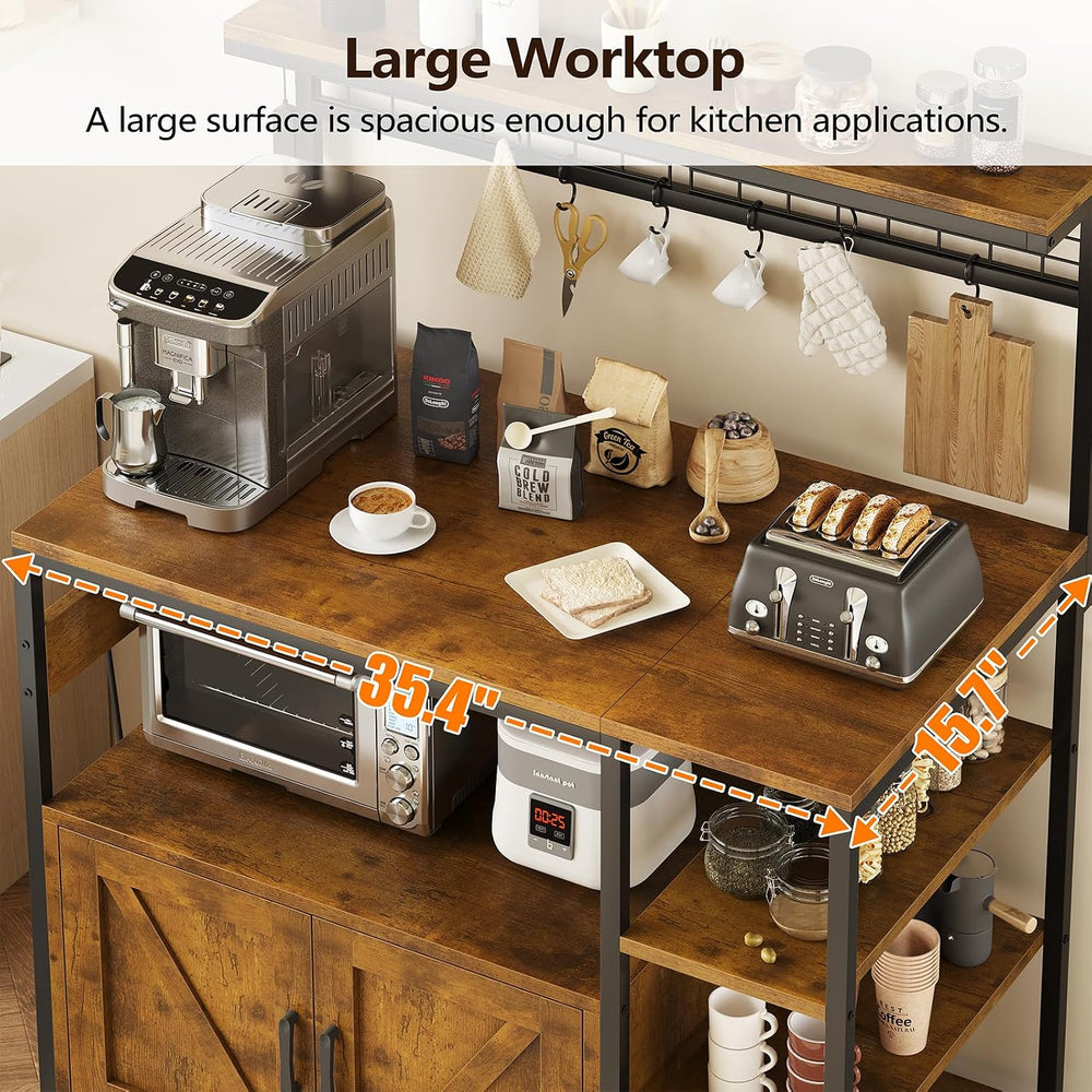 TVU Bakers Rack with Power Outlet and LED Light, Microwave Stand with Storage...
