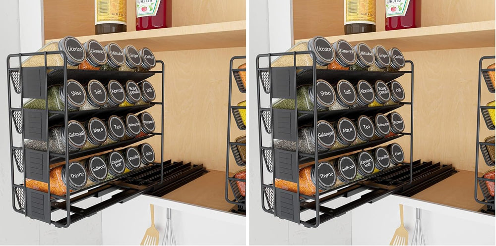 SpaceAid Pull Out Spice Rack Organizer with 20 Jars, Heavy Duty Slide Out Sea...