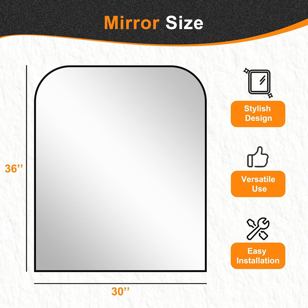36"x30" Black Metal Framed Bathroom Mirror for Over Sink