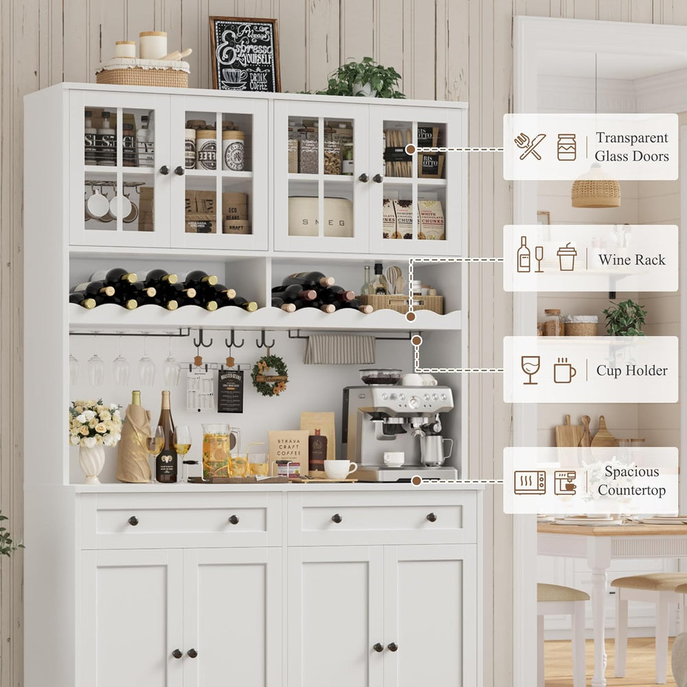 HOSTACK 75"H Kitchen Pantry Storage Cabinet, Kitchen Hutch Cabinet, White