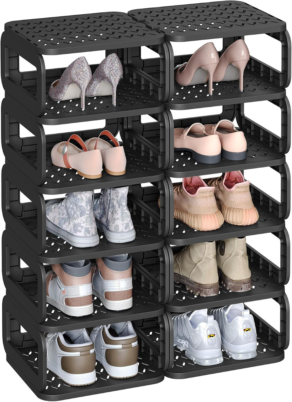 SONGMICS Shoe Rack, 12 Tiers, Narrow Open Shelf, Space-Saving