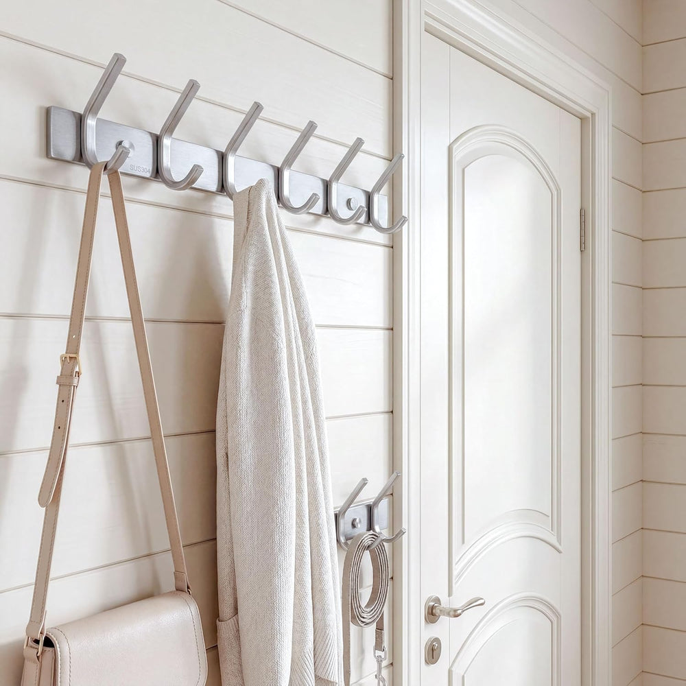 WEBI 2 Packs, Heavy Duty Stainless Steel 304 Hook Rail Coat Rack, Satin Finis...