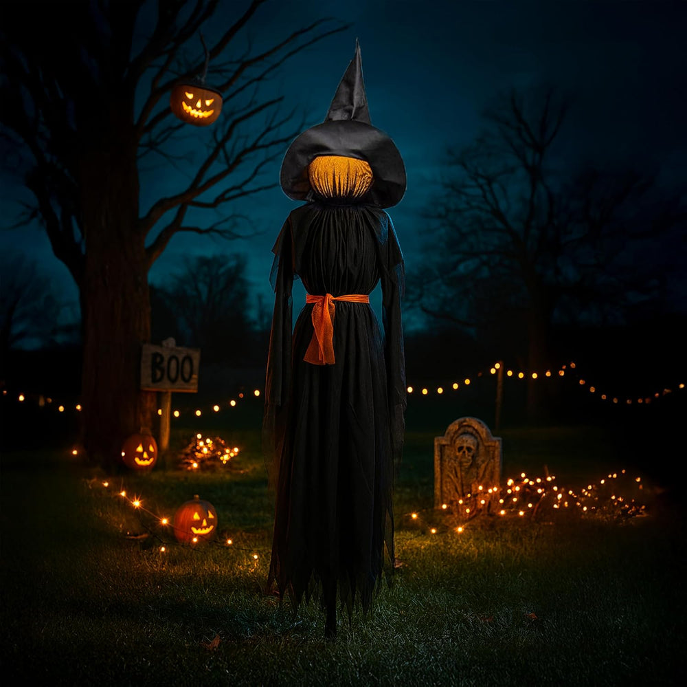 Evergreen LED Halloween 6 ft Black Witches with Hats Stakes, Outdoor Safe Wea...