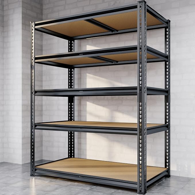 72"H Storage Shelves heavy duty, 2000LBS Garage Shelving, 5 Tier Metal S...