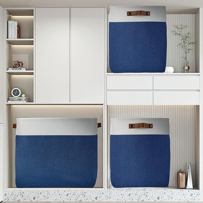 DULLEMELO 51L Large Baskets for Storage, Large Rectangular Baskets for Shelve...
