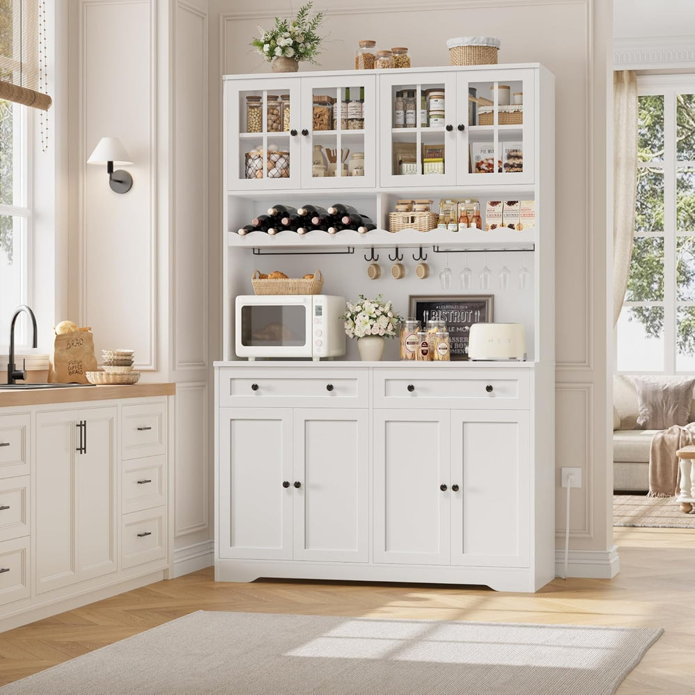 HOSTACK 75"H Kitchen Pantry Storage Cabinet, Kitchen Hutch Cabinet, White