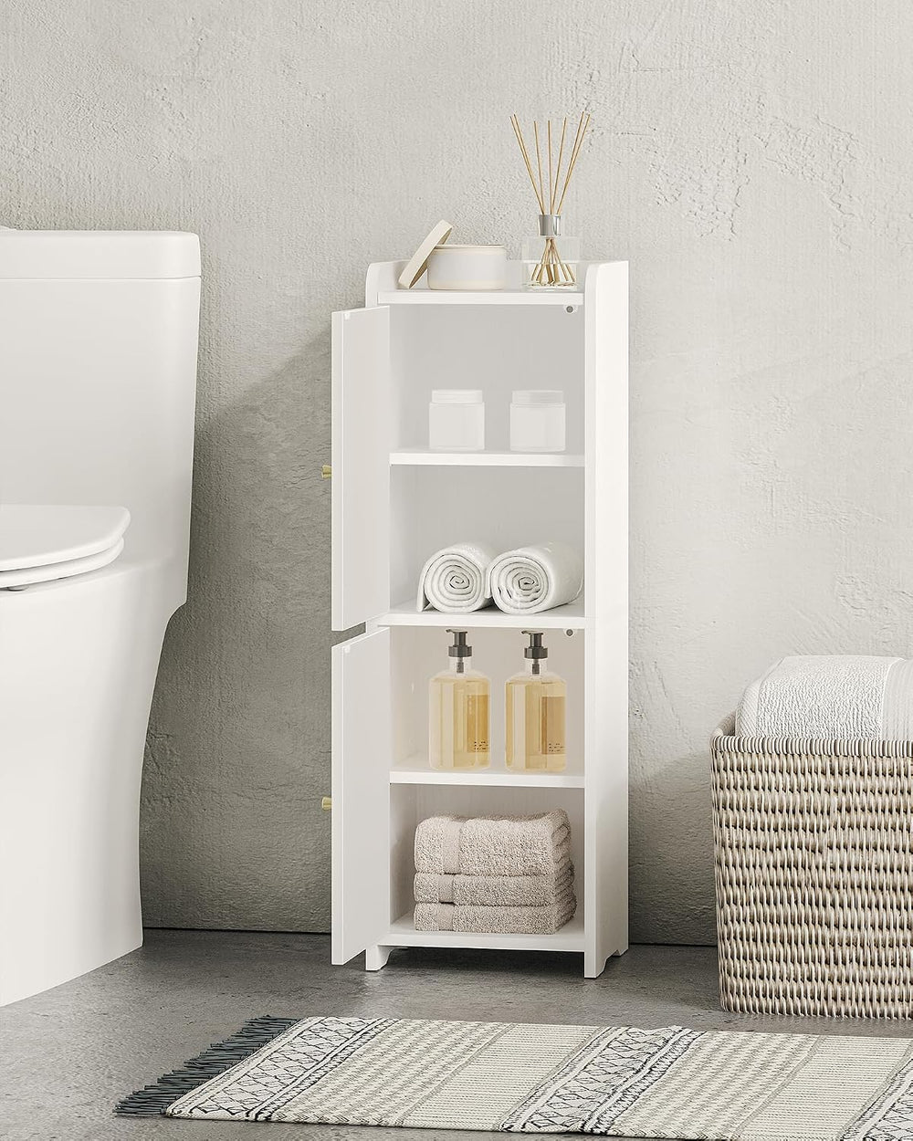 Hzuaneri Bathroom Storage Cabinet, Small Corner Floor Cabinet with 2 Doors