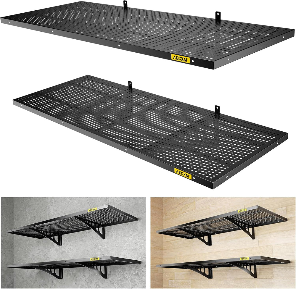 Aecxm 2-Pack 1.64x4ft Adjustable Garage Wall Shelving 560lbs Load Capacity He...