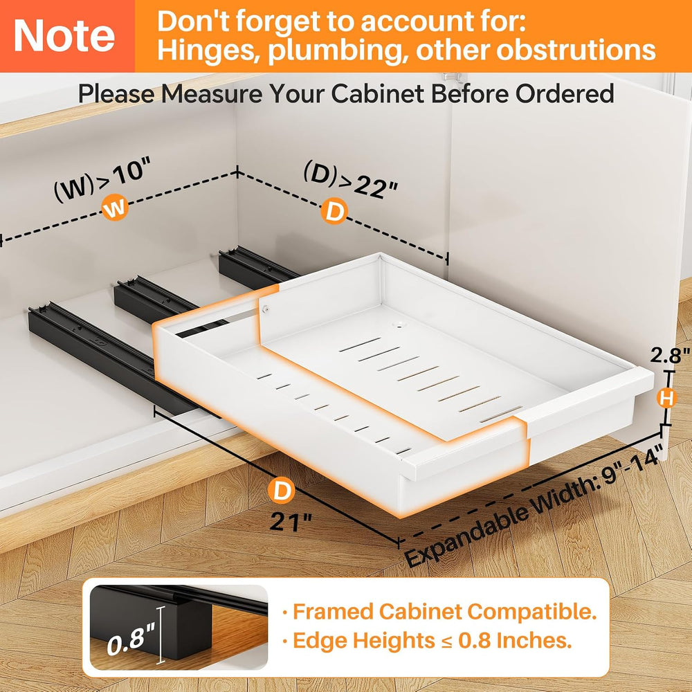 PXRACK Pull out Cabinet Organizer, 2-Pack Expandable(9"-14.2") Sild...