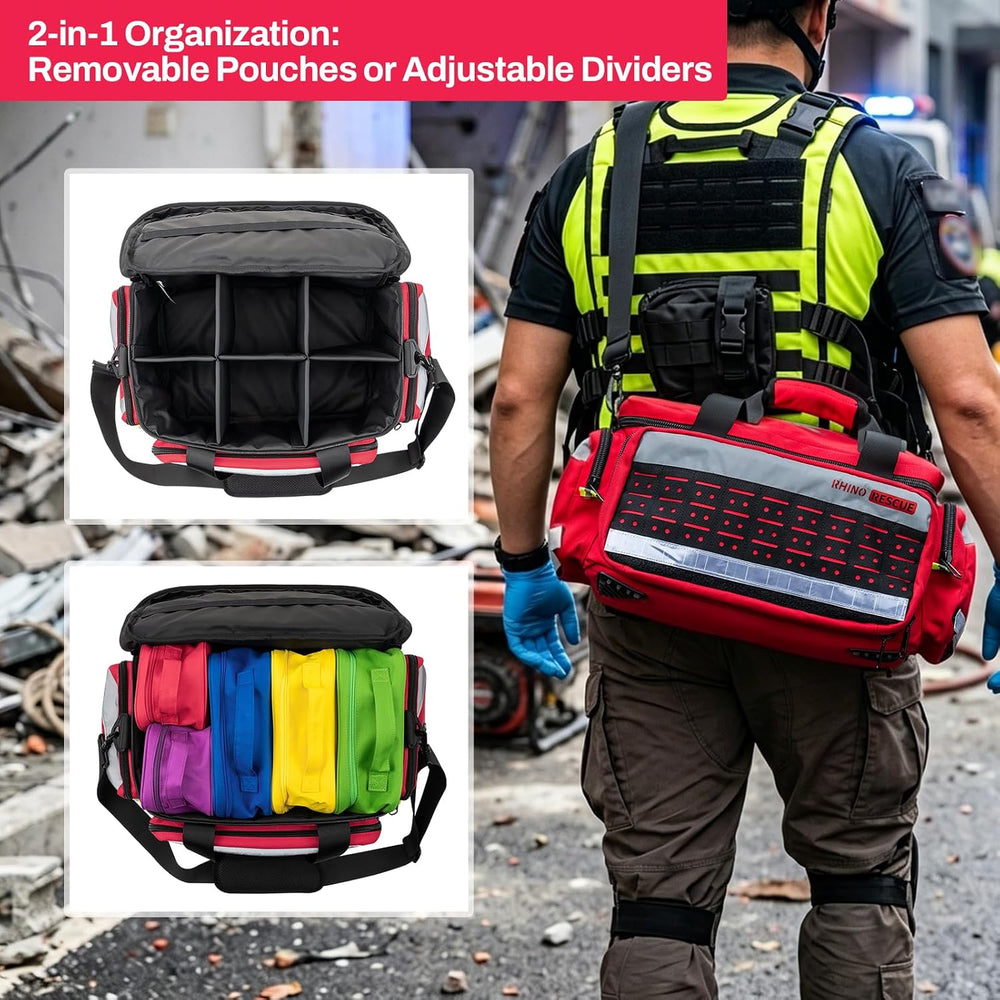 RHINO RESCUE First Responder Large EMT Bag Fully Stocked with Medications