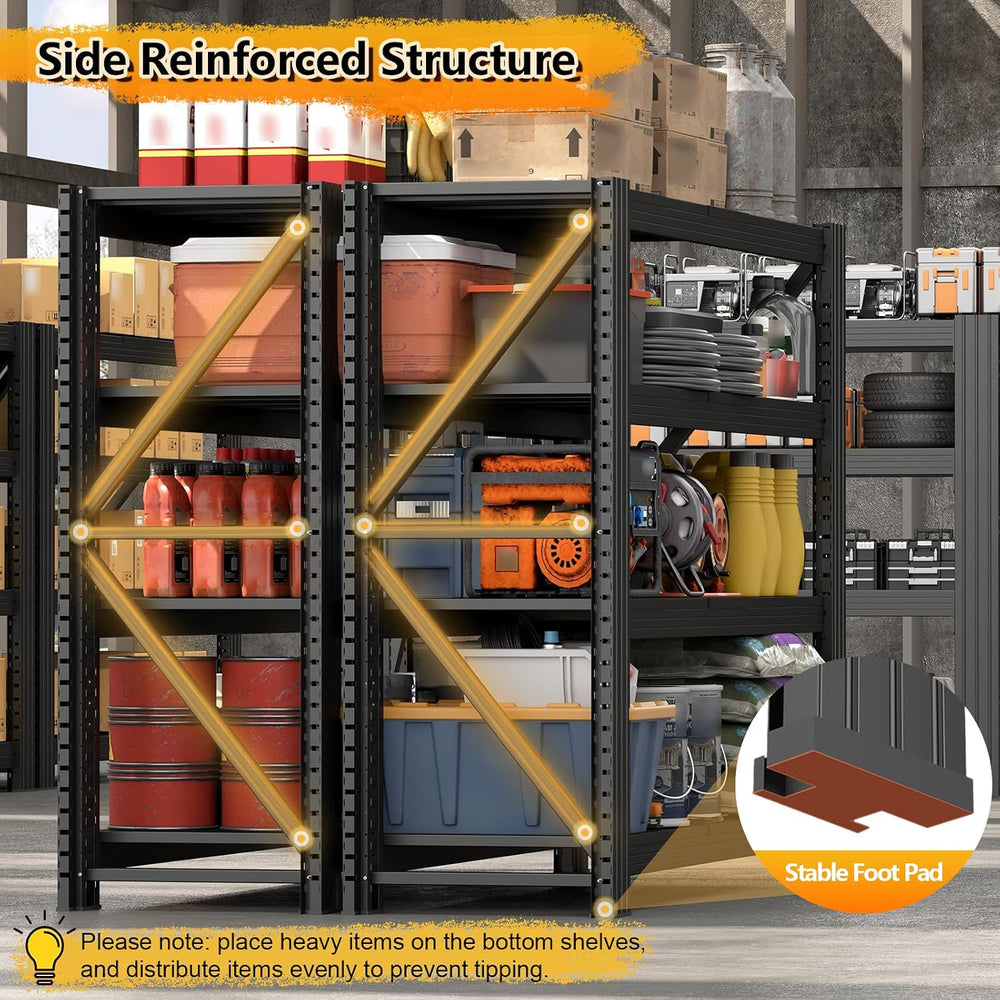 Heavy Duty Garage Shelving, 5000 LBS Metal Shelving Unit, Black Steel