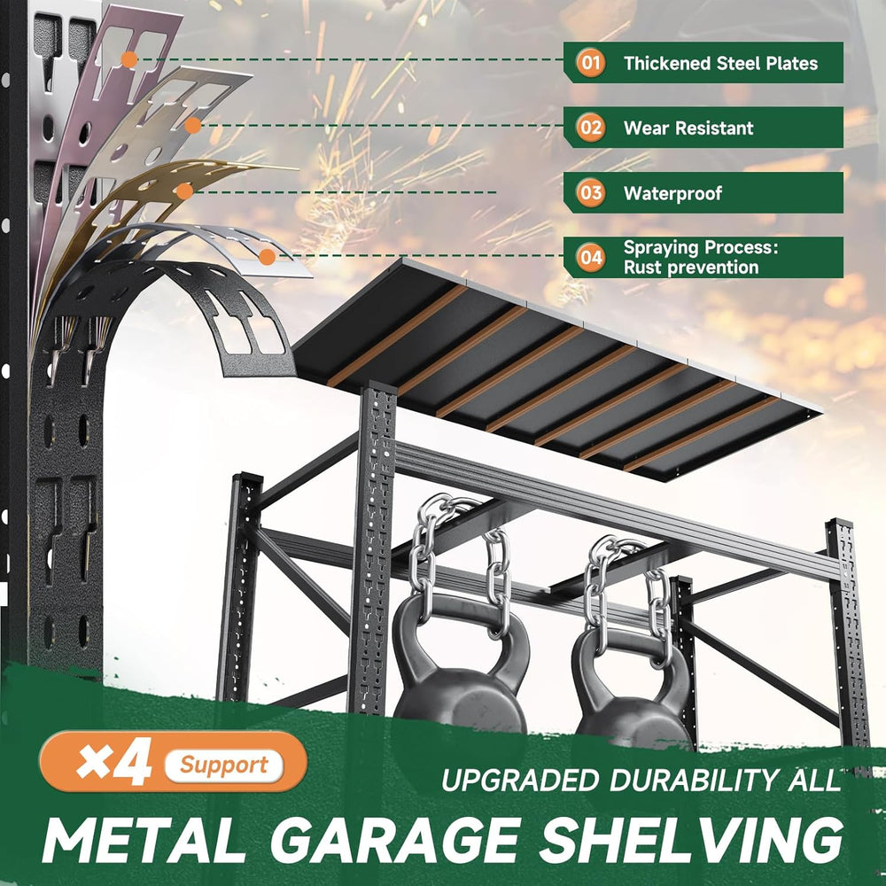 Letaya 71.3" W Metal Storage Shelves,5000LBS Heavy Duty Garage Shelving ...