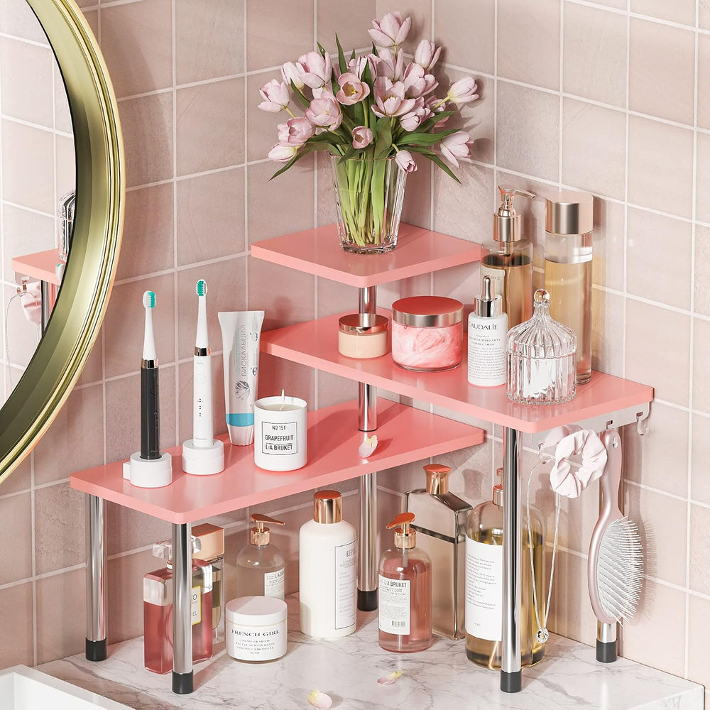 Bathroom Counter Organizer Corner Shelf – Bathroom Organization Bamboo 3 Tier...