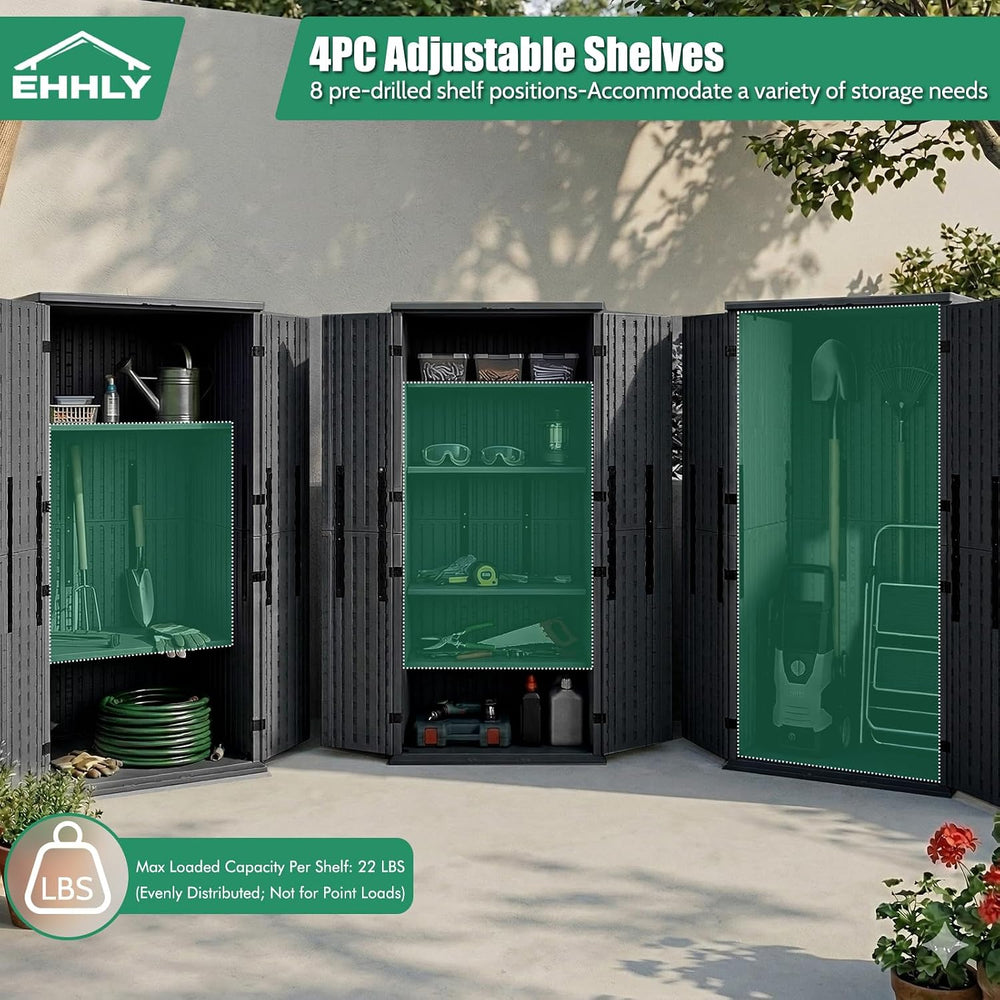 EHHLY Heavy Duty Tall Storage Cabinet Outdoor Weatherproof, 28 Cuft Garage St...