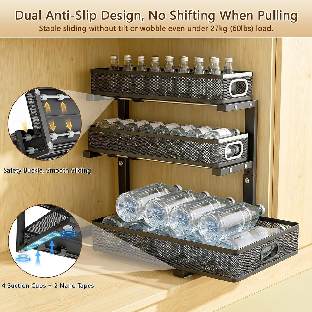 Under Sink Organizer, 2-Pack 3-tier Under Sink Storage Organizer Adjustable H...