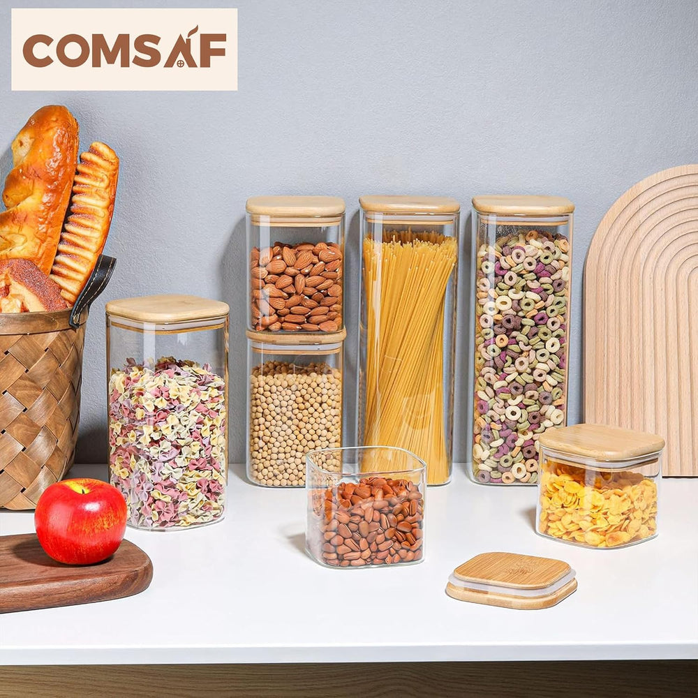 ComSaf Glass Storage Containers Set of 6 (2.2Qt/1.2Qt/0.8Qt/0.6Qt*3)
