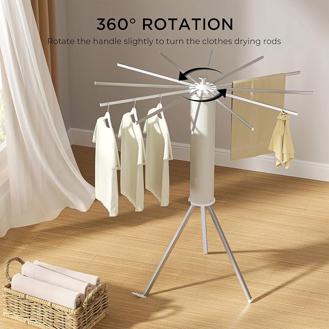 Tripod Clothes Drying Rack, Garment Rack Portable and Foldable Space Saving