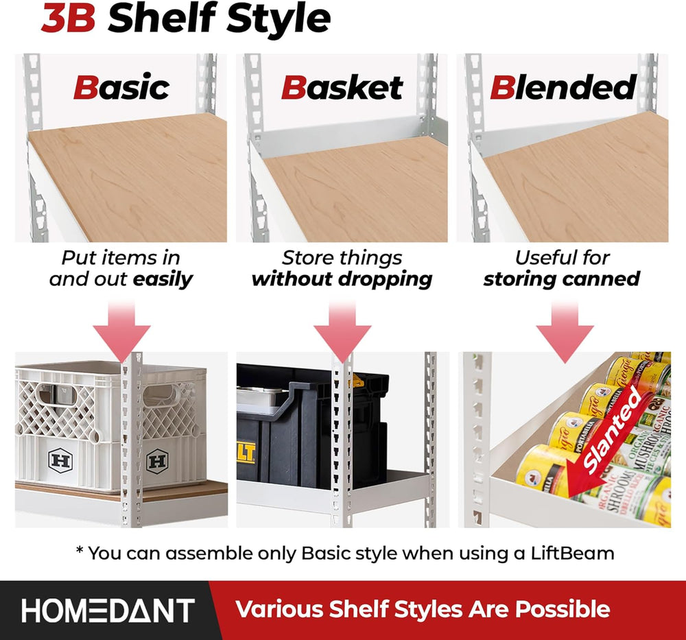 HOMEDANT 47.7" W 5 Tier Heavy Duty Garage Shelving Adjustable Metal Rack...