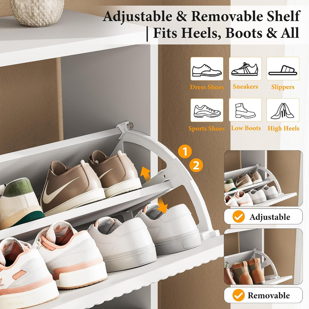 Nicetree Shoe Storage Cabinet for Entryway - 4 Flip Drawers Shoe Cabinet with...