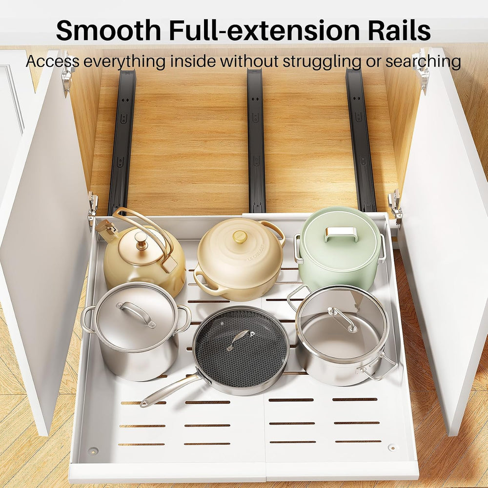 PXRACK Pull out Cabinet Organizer, 2-Pack Expandable(9"-14.2") Sild...