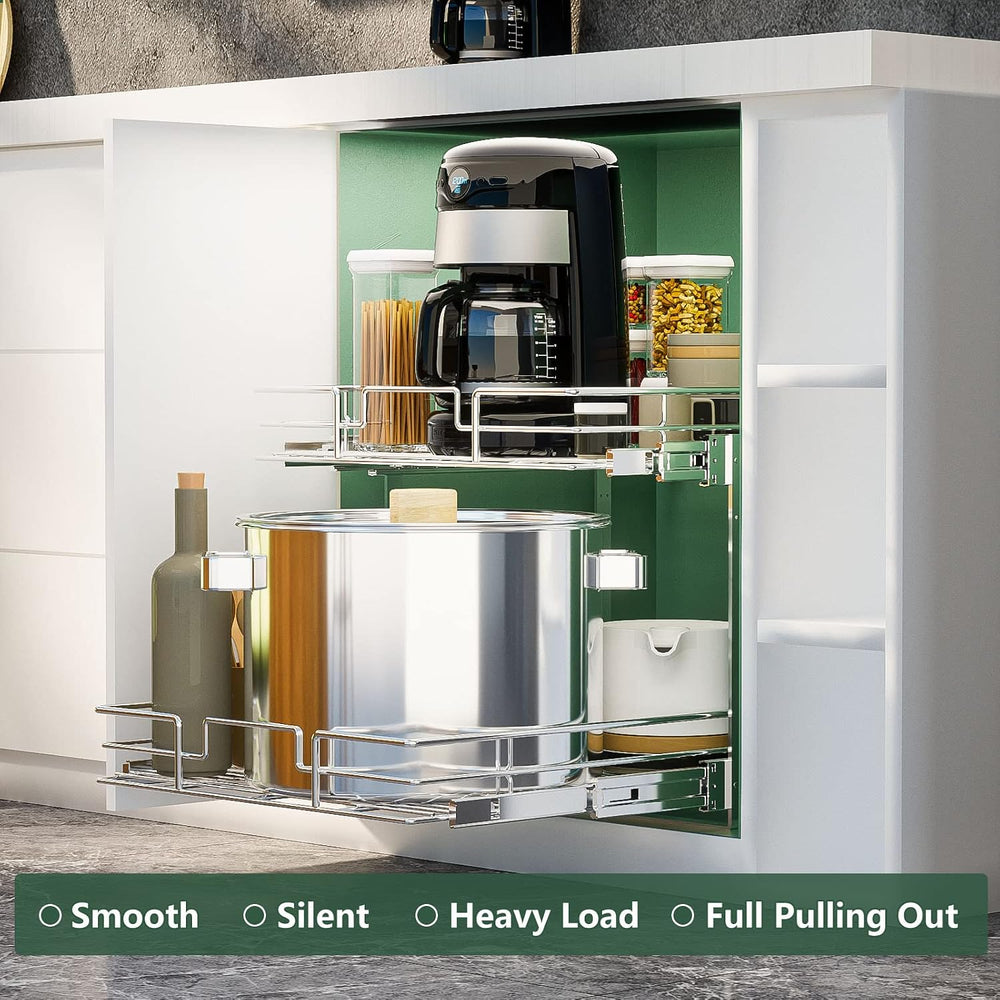 LOVMOR 2 Tier Individual Pull Out Cabinet Organizer 20" W x 21" D, ...