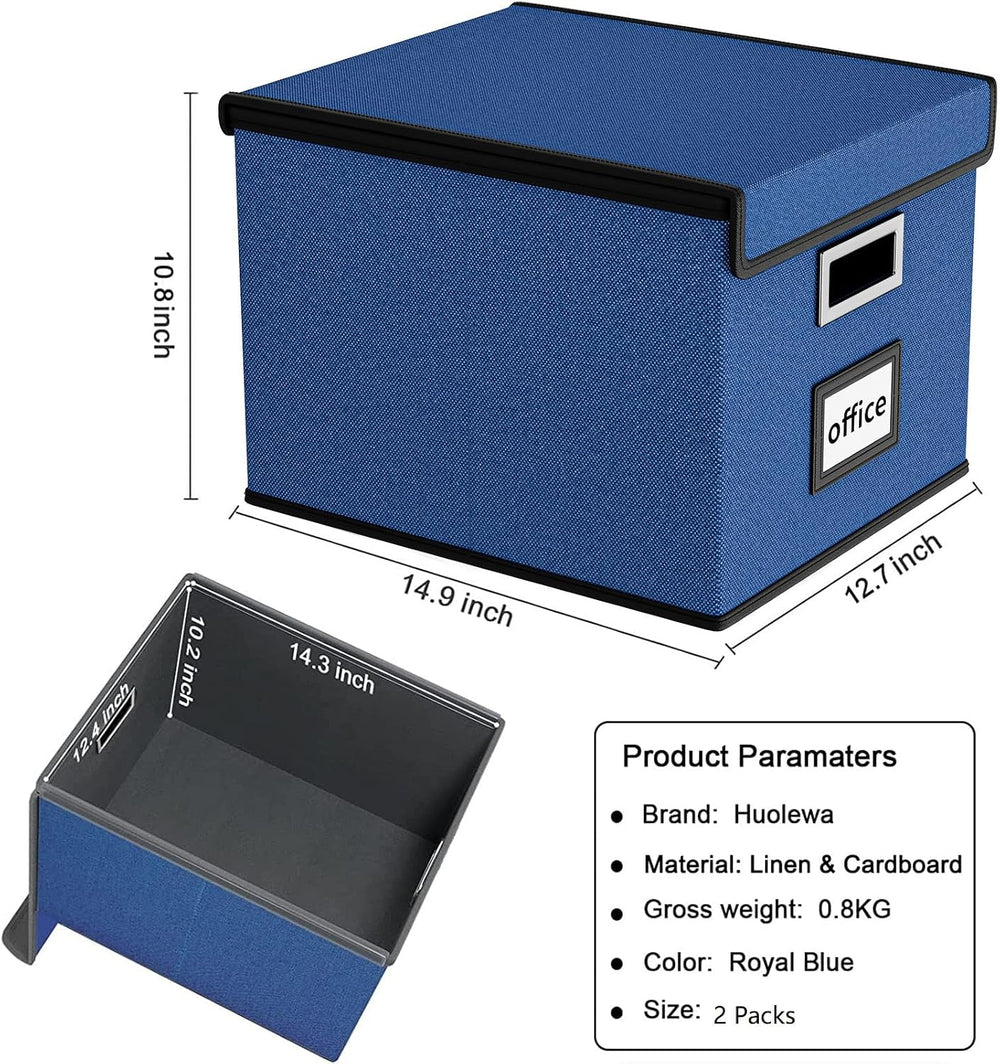 File Organizer Box with Lids, Collapsible File Folder Organizer