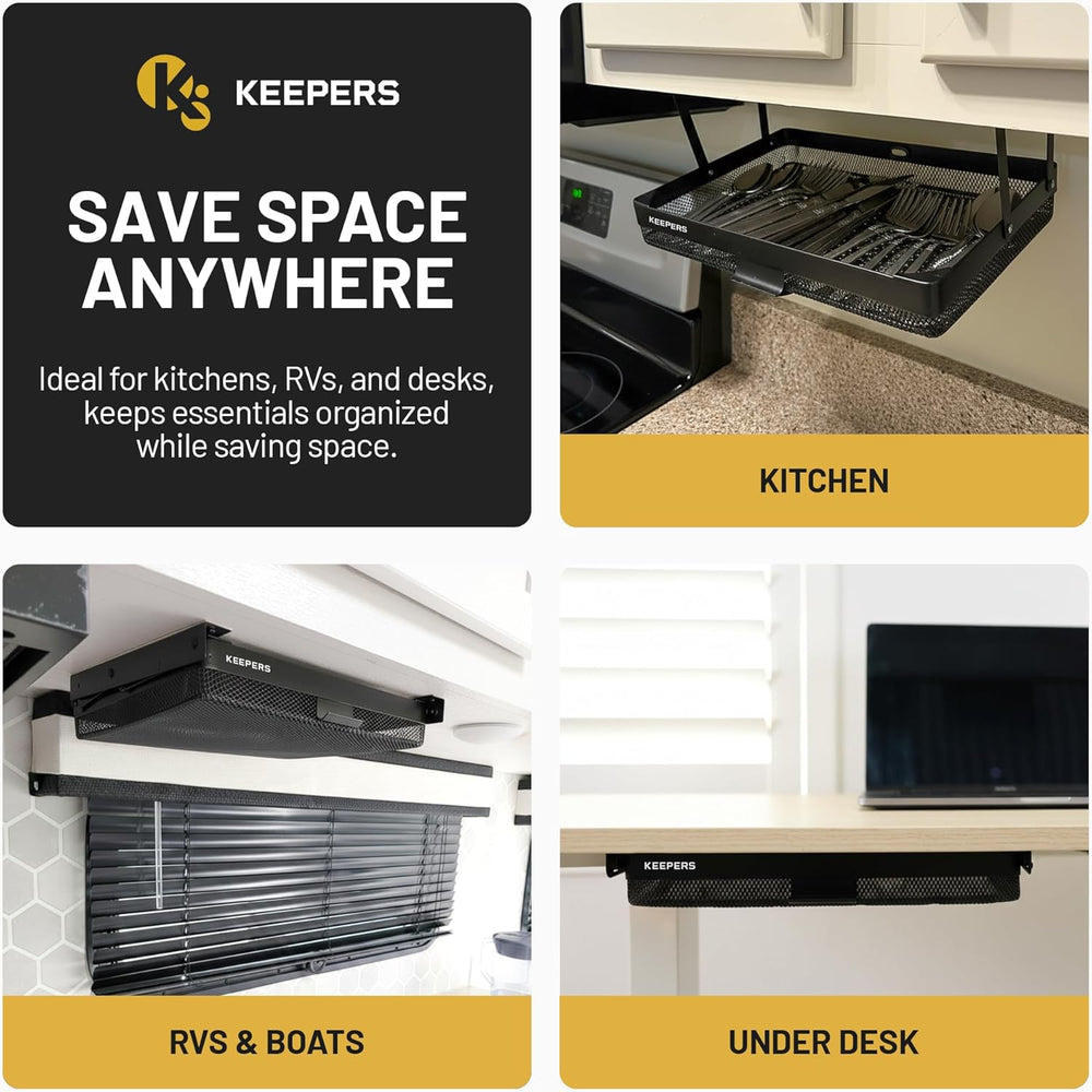 KEEPERS Anything Keeper – Compact 11x10 in Under Cabinet Pull-Down Basket, Hi...