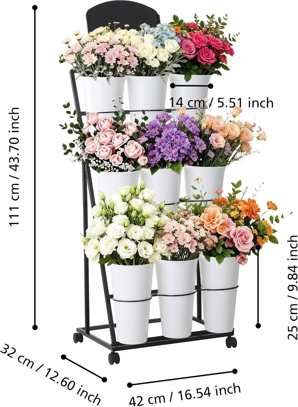 Bloom Bar Flower Cart Flower Bar Stand Flower Cart with Wheels | Made of meta...