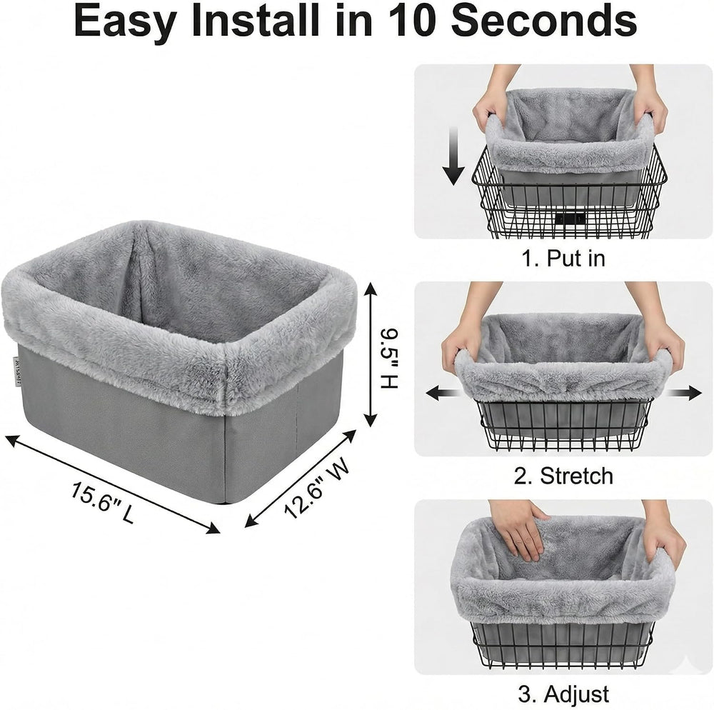 ANZOME Dog Bike Basket Liner, Soft Sherpa Padded Cover, Grey
