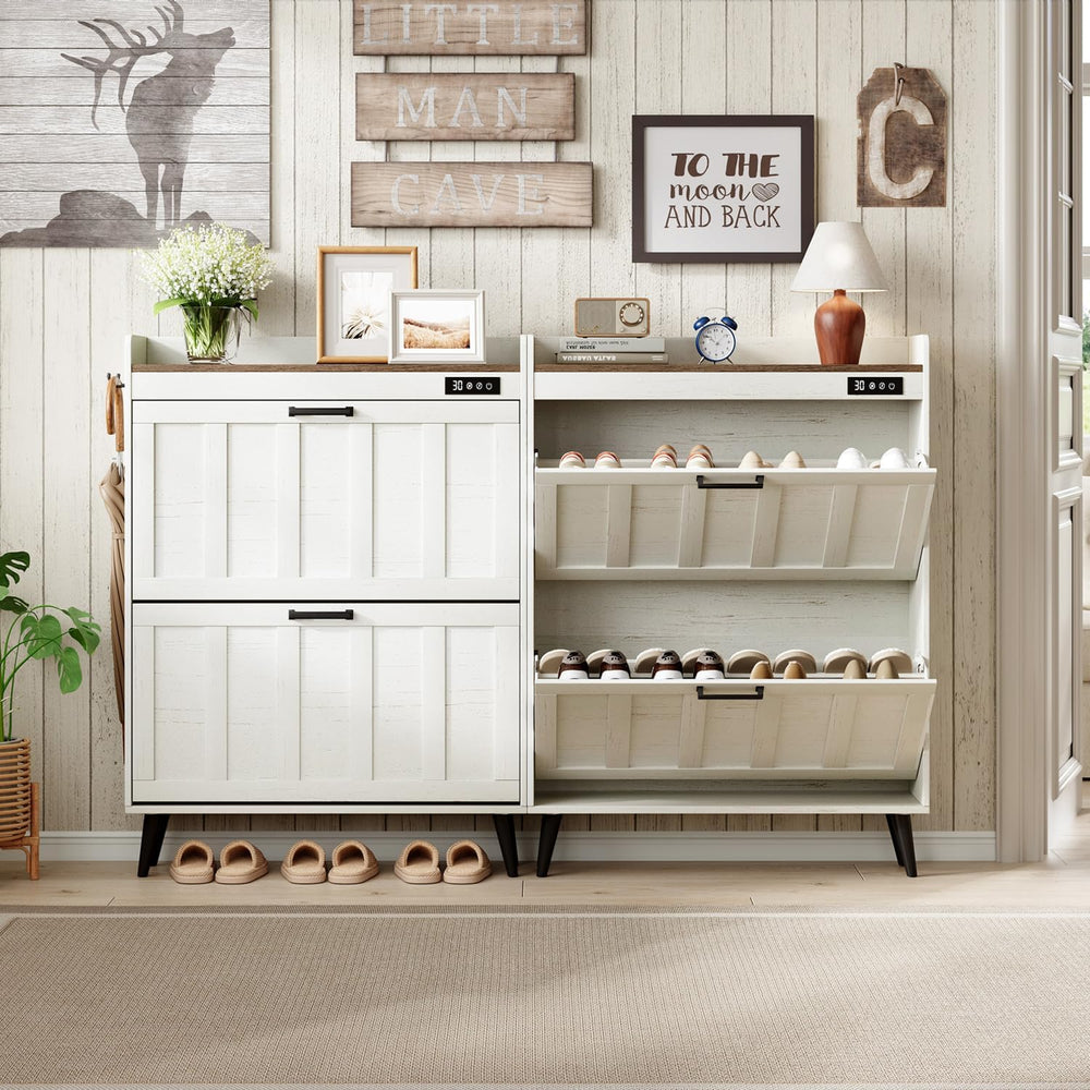 ChooChoo Shoe Storage Cabinet with 2 Flip Drawers for Entryway
