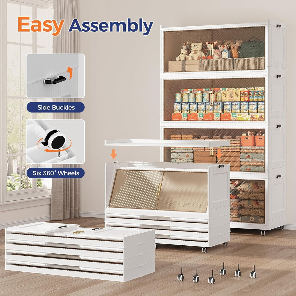 720QT Storage Bins with Lid Extra Large Stackable Closet Organizer Plastic Co...