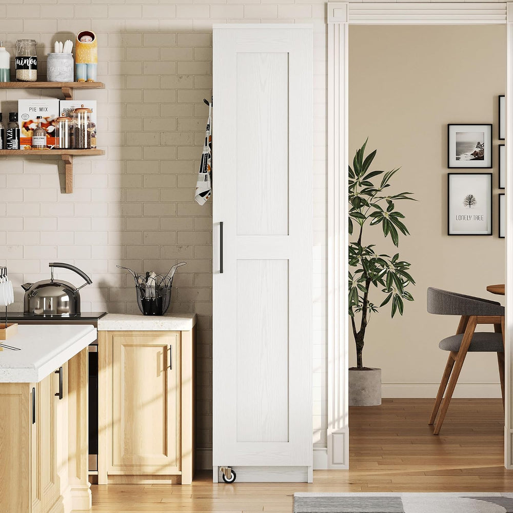 IRONCK Narrow Kitchen Pantry Cabinet, 72" H,Slim for Small Place, White