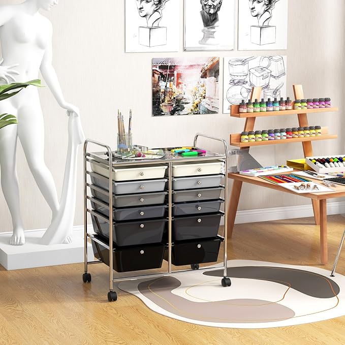 GOFLAME 12-Drawer Rolling Storage Cart, Mobile Utility Cart