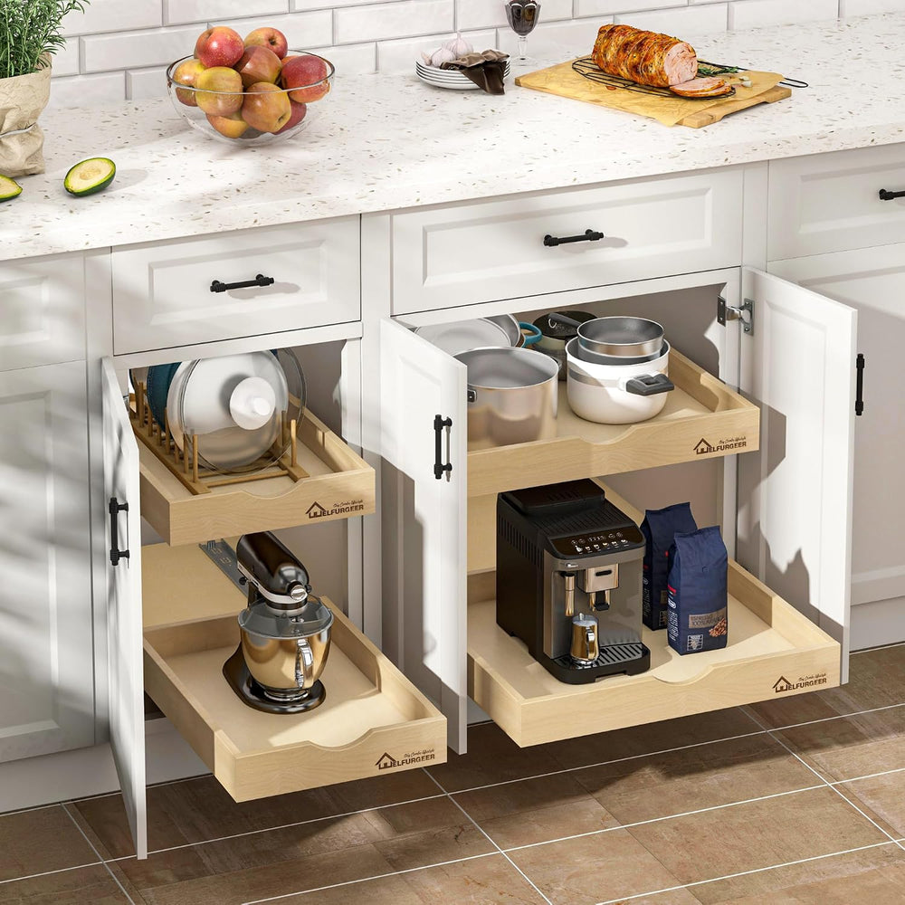 WelFurGeer Soft Close Pull Out Drawers for Cabinets, 29" W x 21" D ...