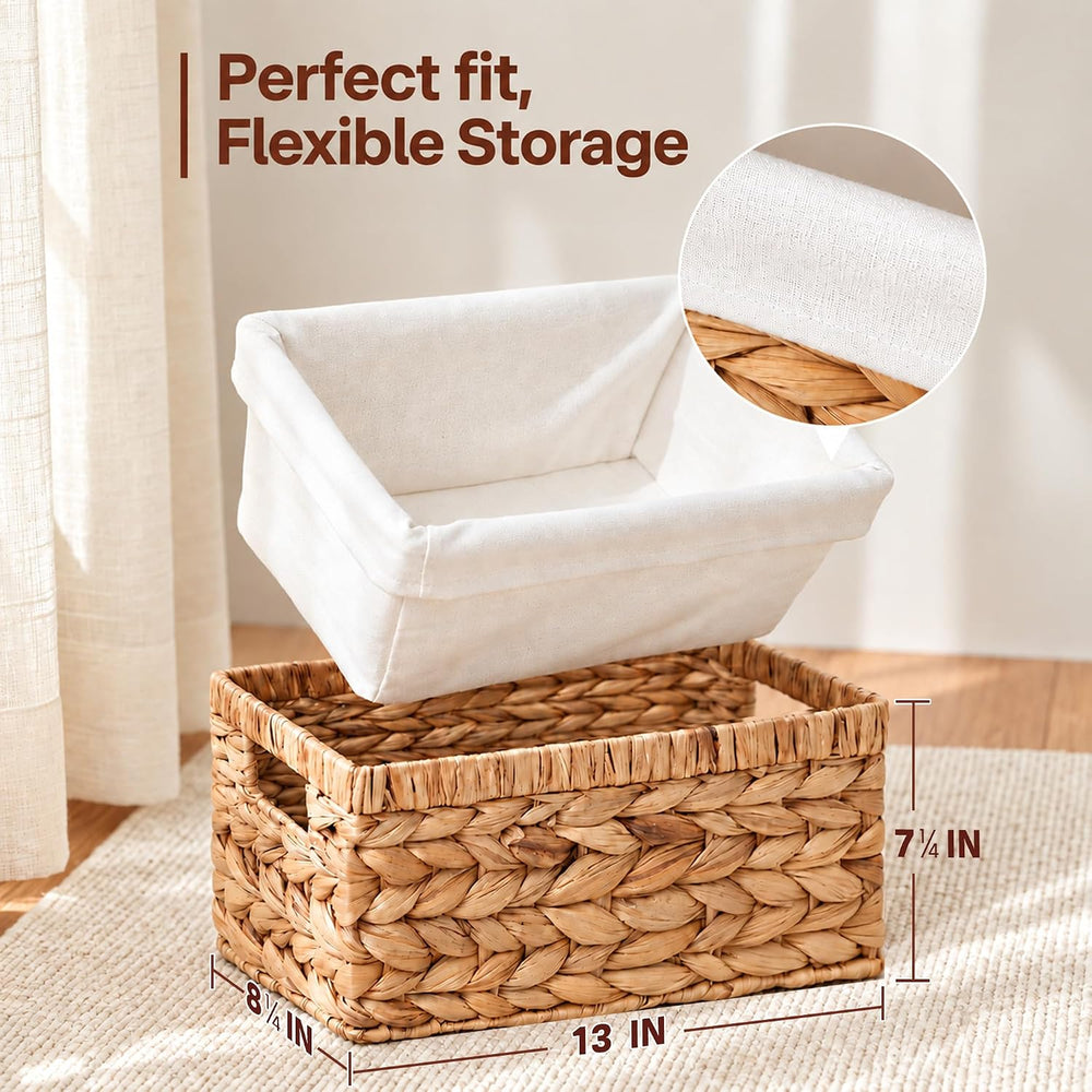 Wicker Basket, 2 Pack Wicker Storage Baskets for Shelves, Water Hyacinth