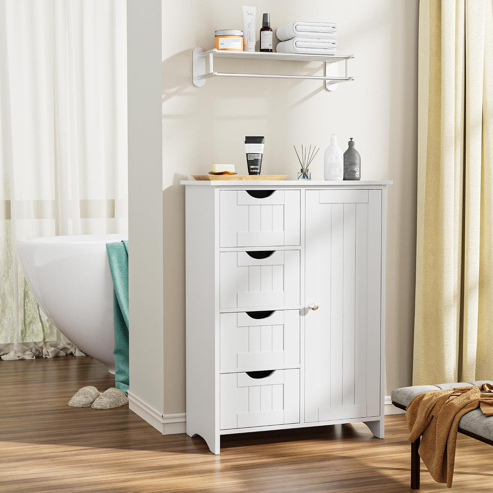 JUMMICO Bathroom Storage Cabinet, Floor Cabinet with 4 Drawers and 1 Adjustab...