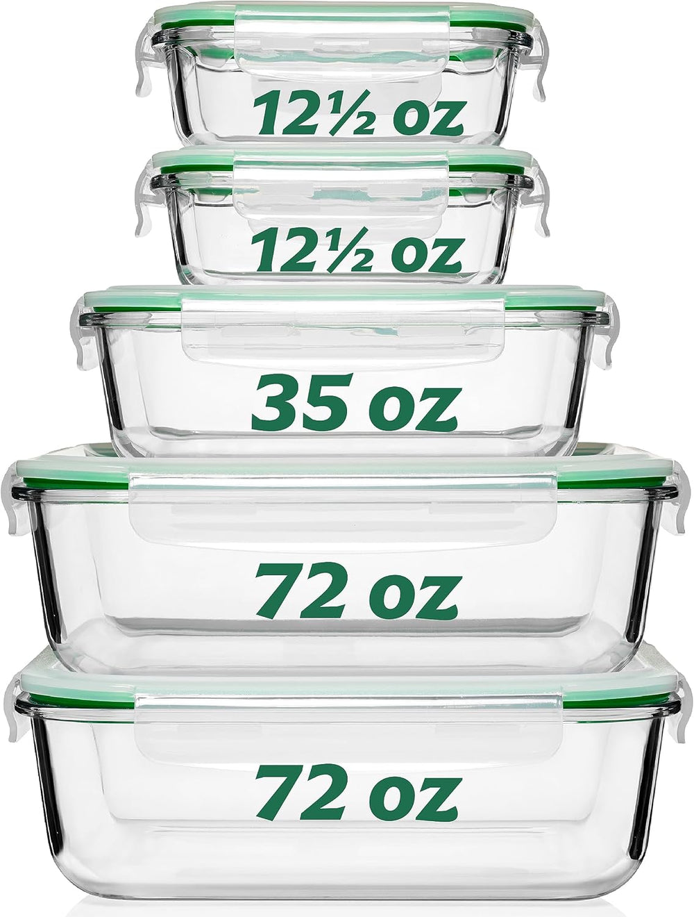 Family Pack - Glass Storage Containers - Airtight 5 Pack