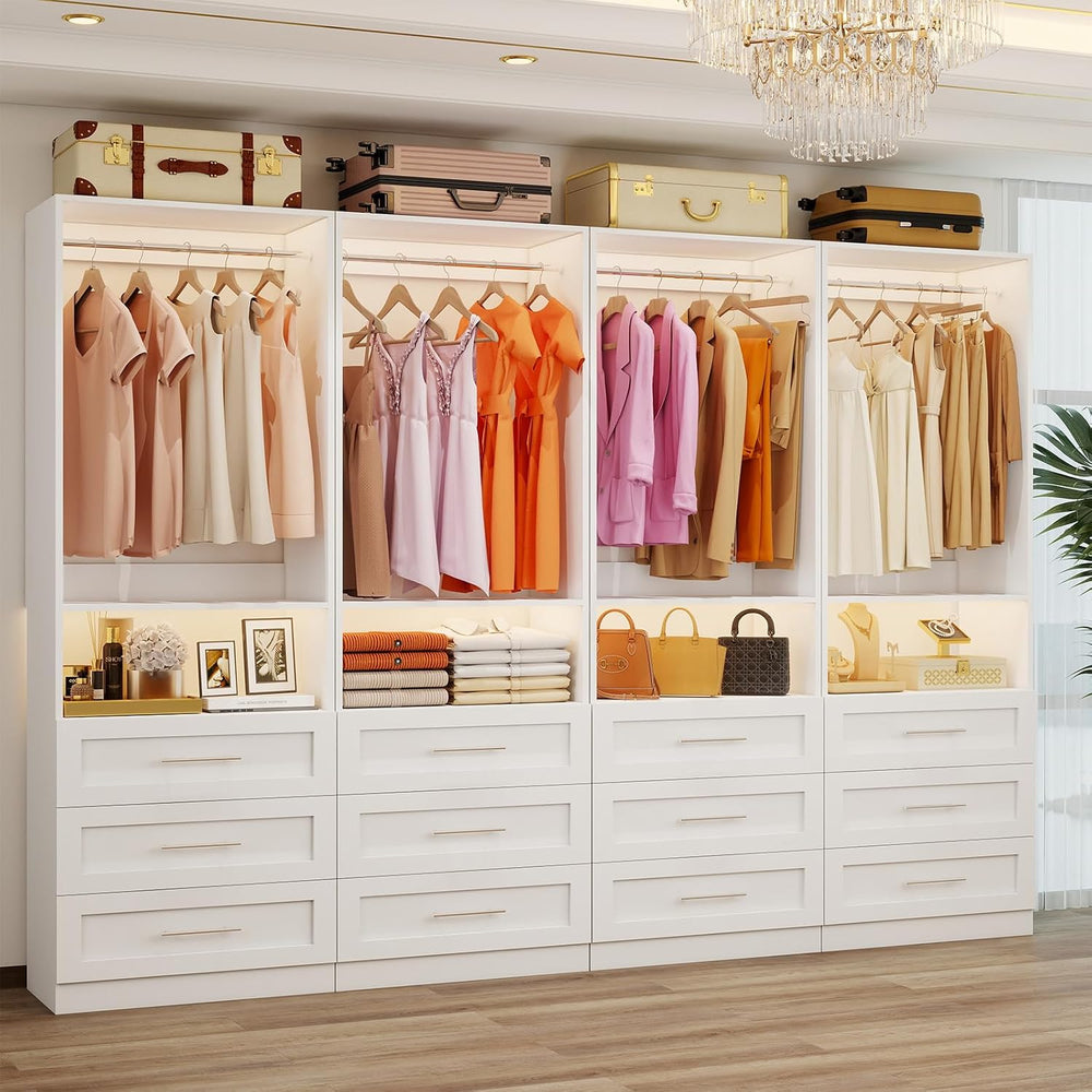 Closet System with 4 Sets, 8FT-21FT Custom Closet Organizer System with 12 Dr...
