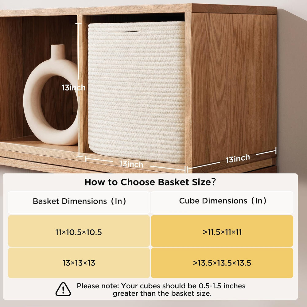 joybest 13inch Cube Storage Bins, Cotton Rope Woven Organizer Basket