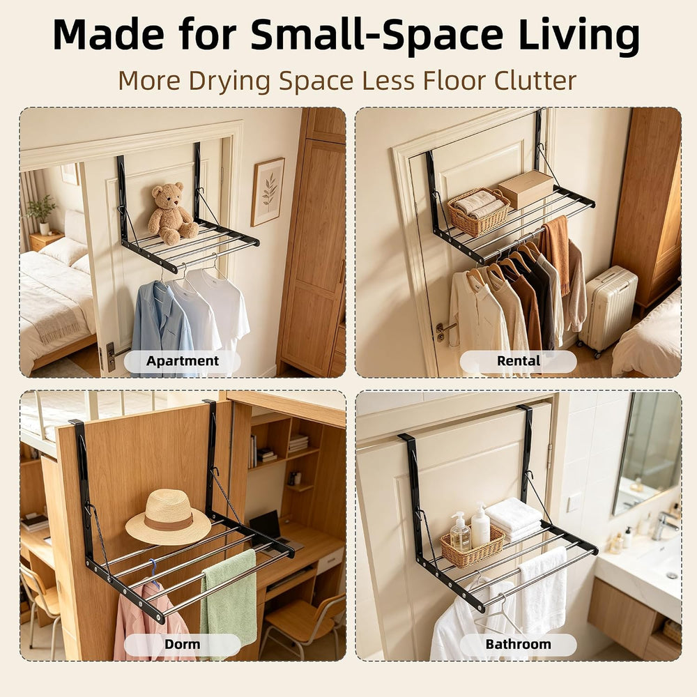 Over the Door Drying Rack, Adjustable Length Clothes & Towel Rack