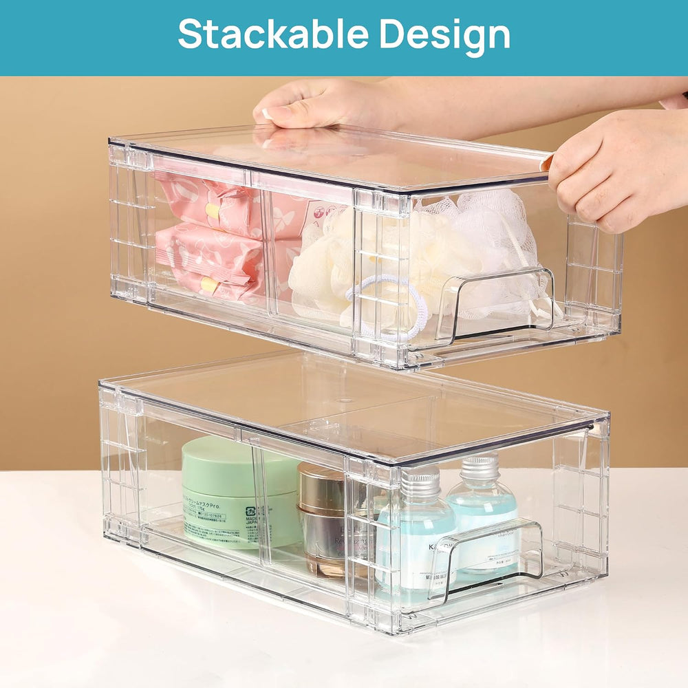 Vtopmart 8 Pack Stackable Clear Drawer with Dividers
