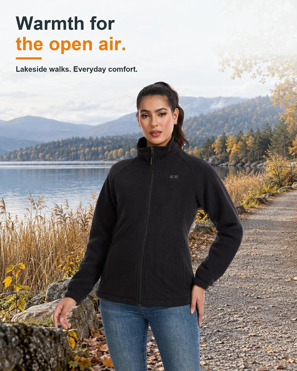 Women's Heated Jacket with Battery Pack Included,11-Zone Heated Fleece Coat