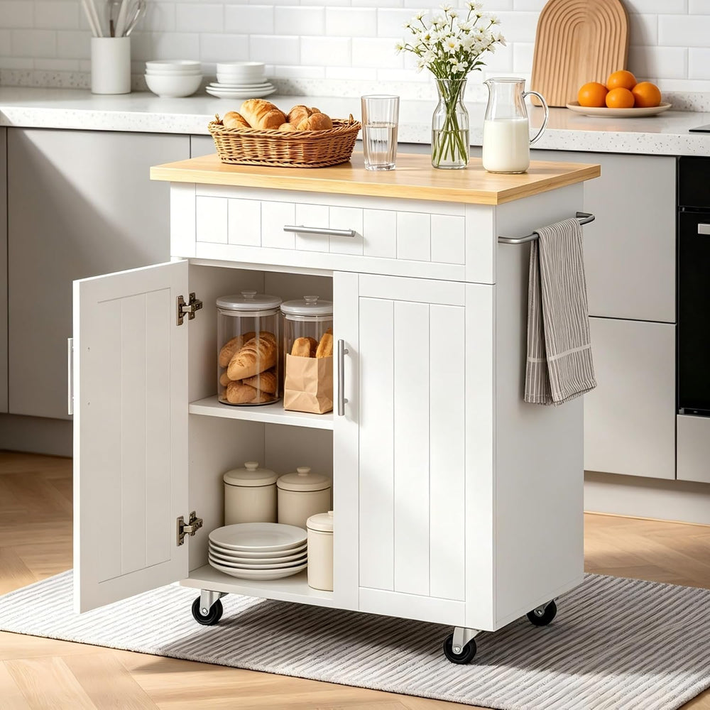 JY QAQA 26" Rolling Kitchen Island Cart on Wheels, Mobile Storage Cabine...