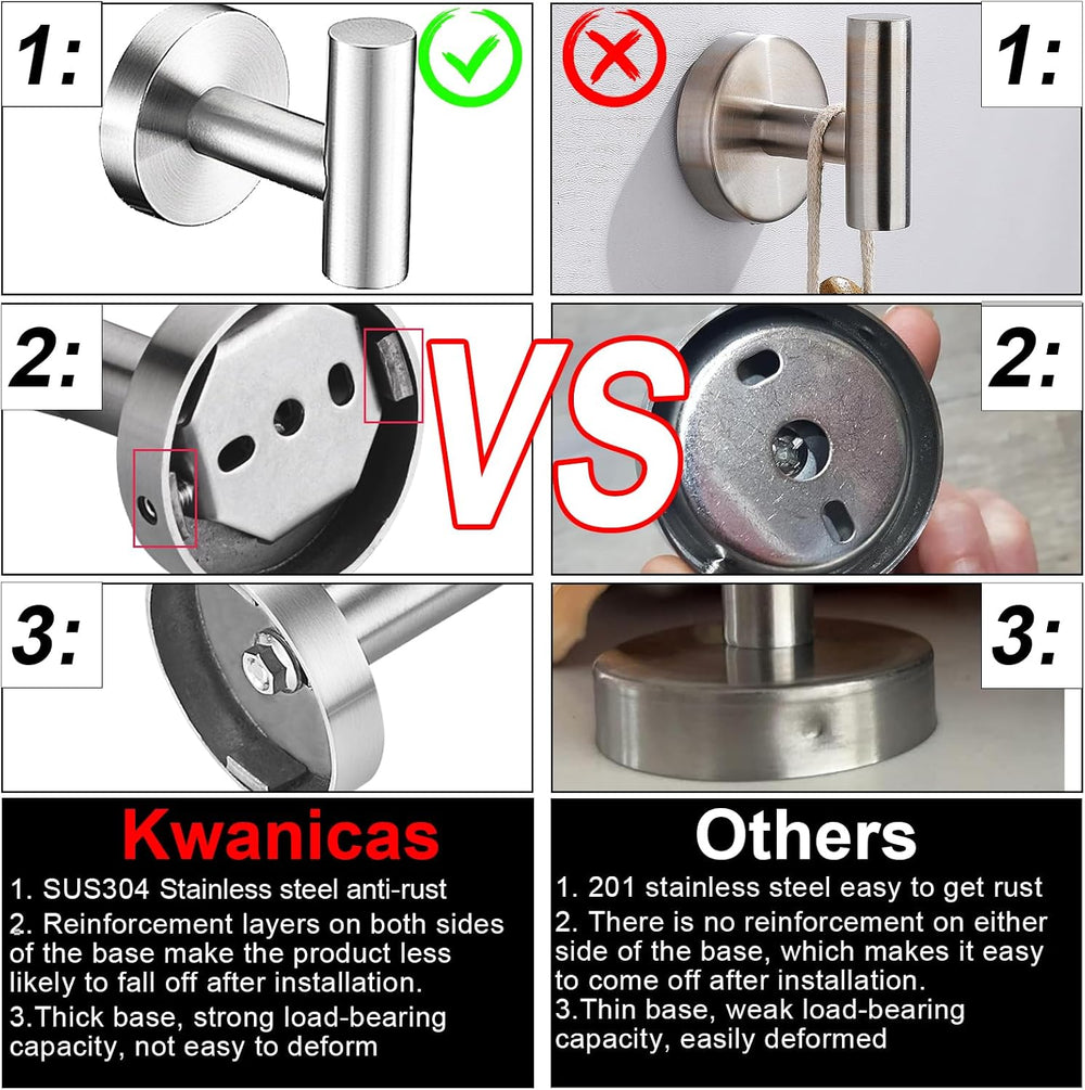 6 Pieces Brushed Nickel Bathroom Hardware Accessories Set Hand Towel Ring 16&...