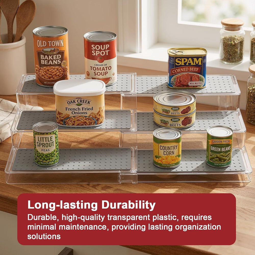 Expandable Can Rack Organizer 2 Pack, 3-Tier Adjustable Length