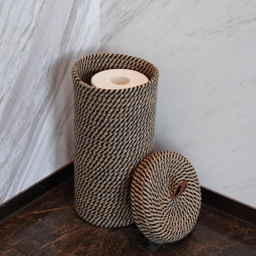 Handmade Cotton & Jute Toilet Paper Holder – Woven Toilet Paper Stand &am...