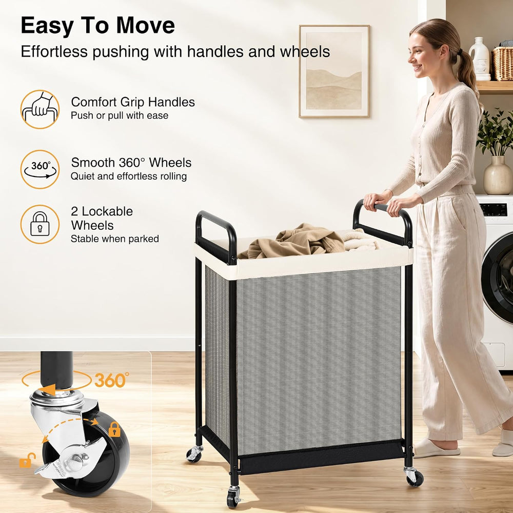 STO STO 1-Section Laundry Hamper with Wheels, 120L Rolling Laundry Basket