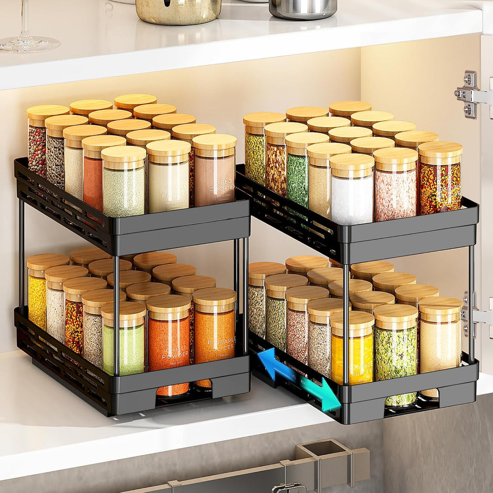 Pull Out Spice Rack Organizer for Cabinet, 2 Pack Widen Slide Out Spice Racks...