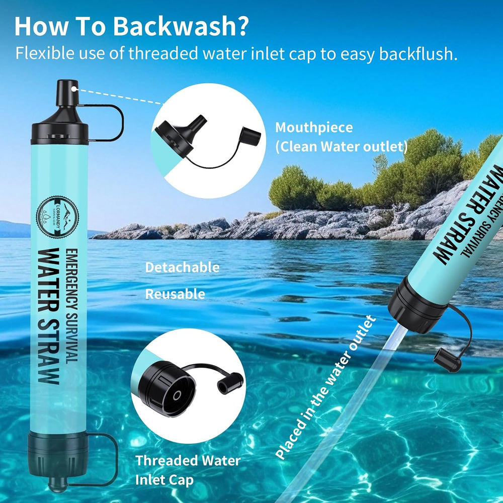 Water Filter Straw 6Packs,New Combo BPA-Free Portable 5L Water Bag