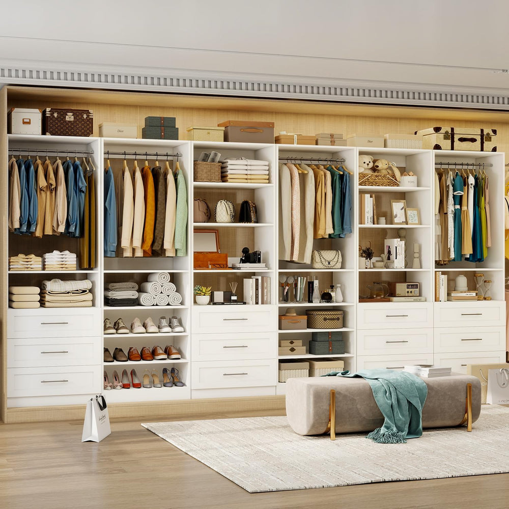 Closet System with 3 Sets, 6–15 FT Closet Organizer System with 6 Drawers, 9 ...